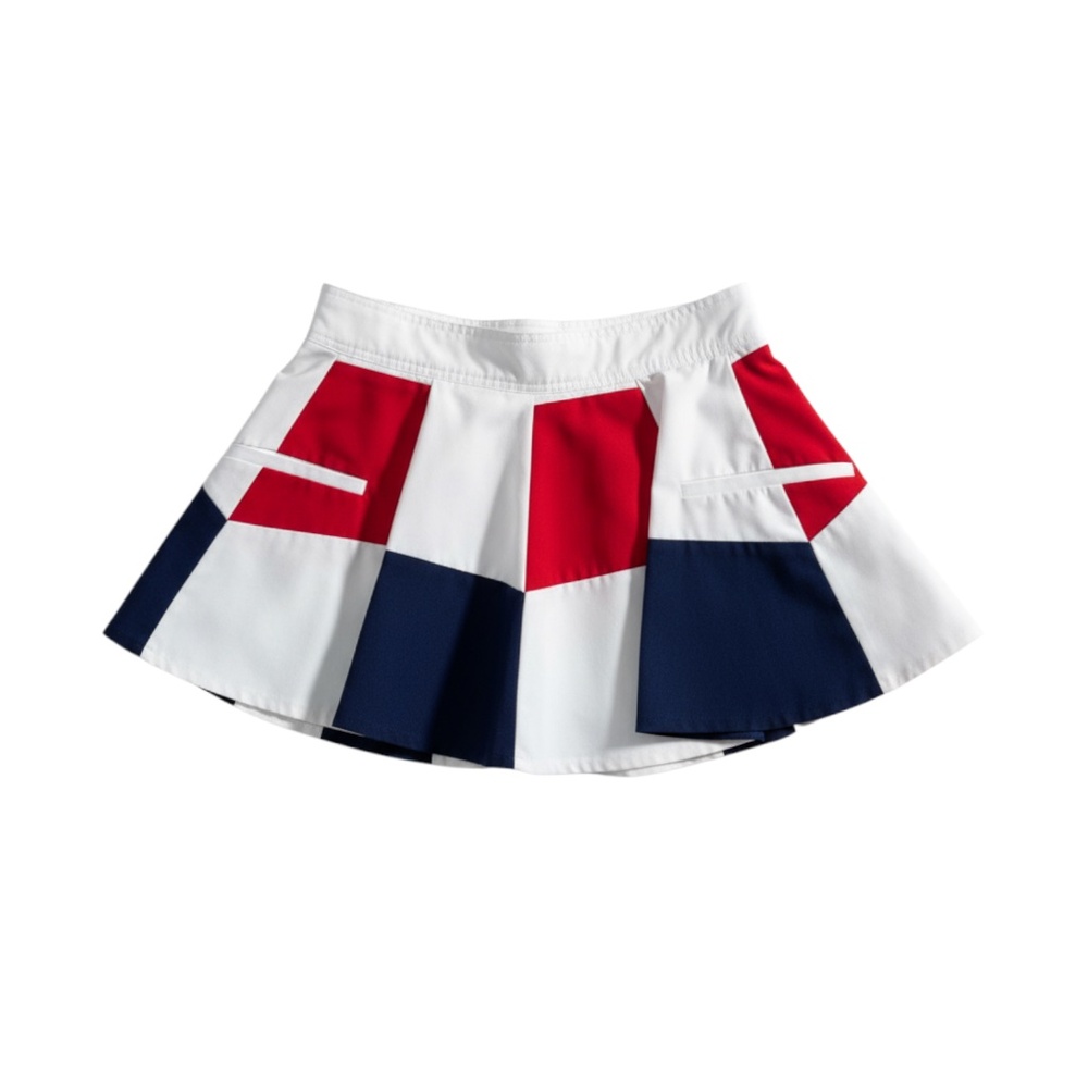 DELPHINE MURAT - VINTAGE FW 2003 - MICRO SKIRT - WHITE/NAVY/RED - XS